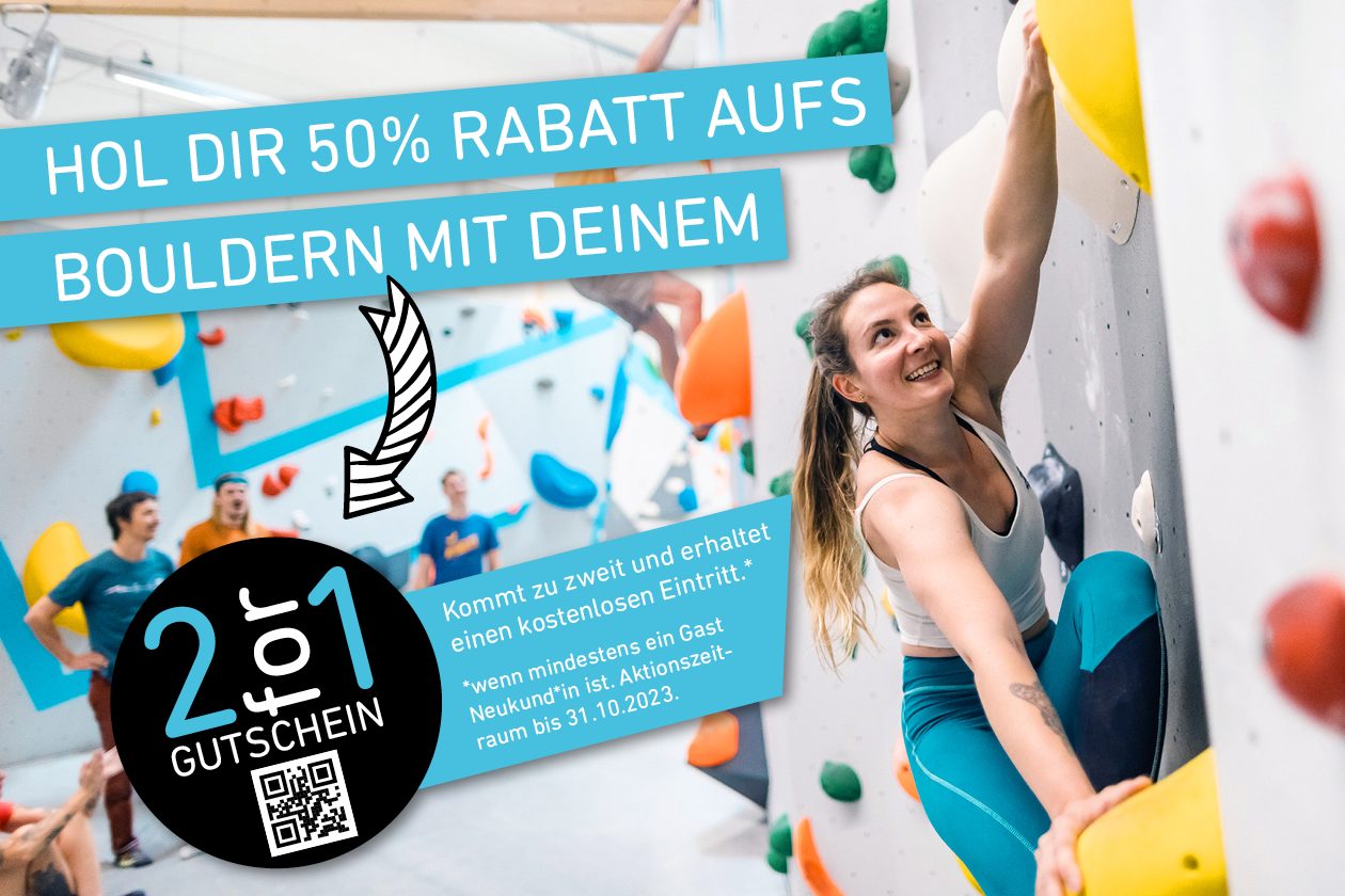 Boulderwelt 2für1 Gutschein